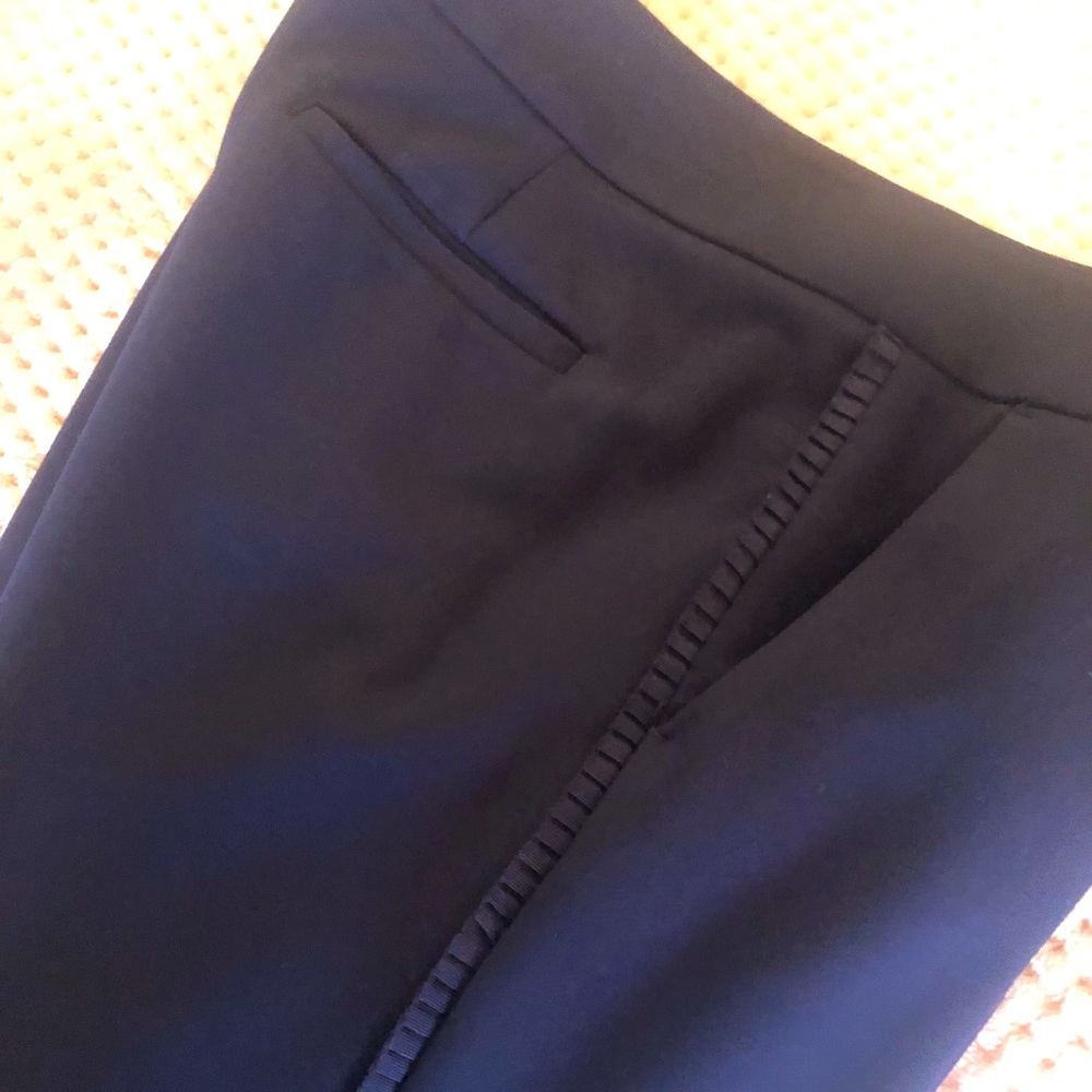 Loft Navy Dress Pants with small ribbon trim. 10Petite